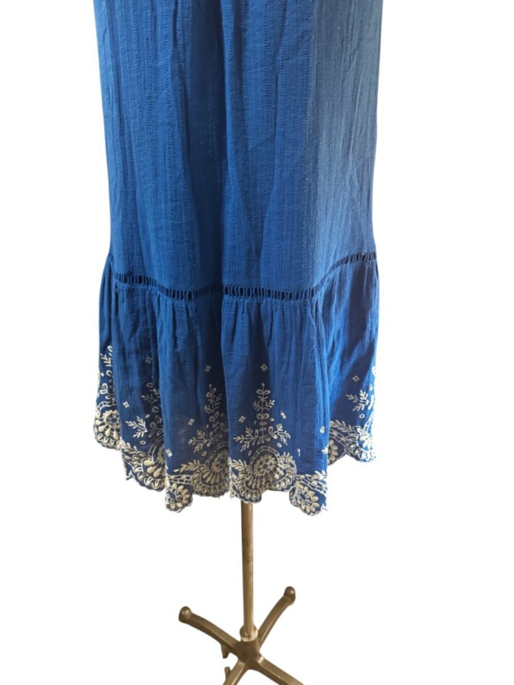 Anthropologie Meadow Rue Embroidered Blue Boho Dress Sleeveless Size 2 - Picture 9 of 9